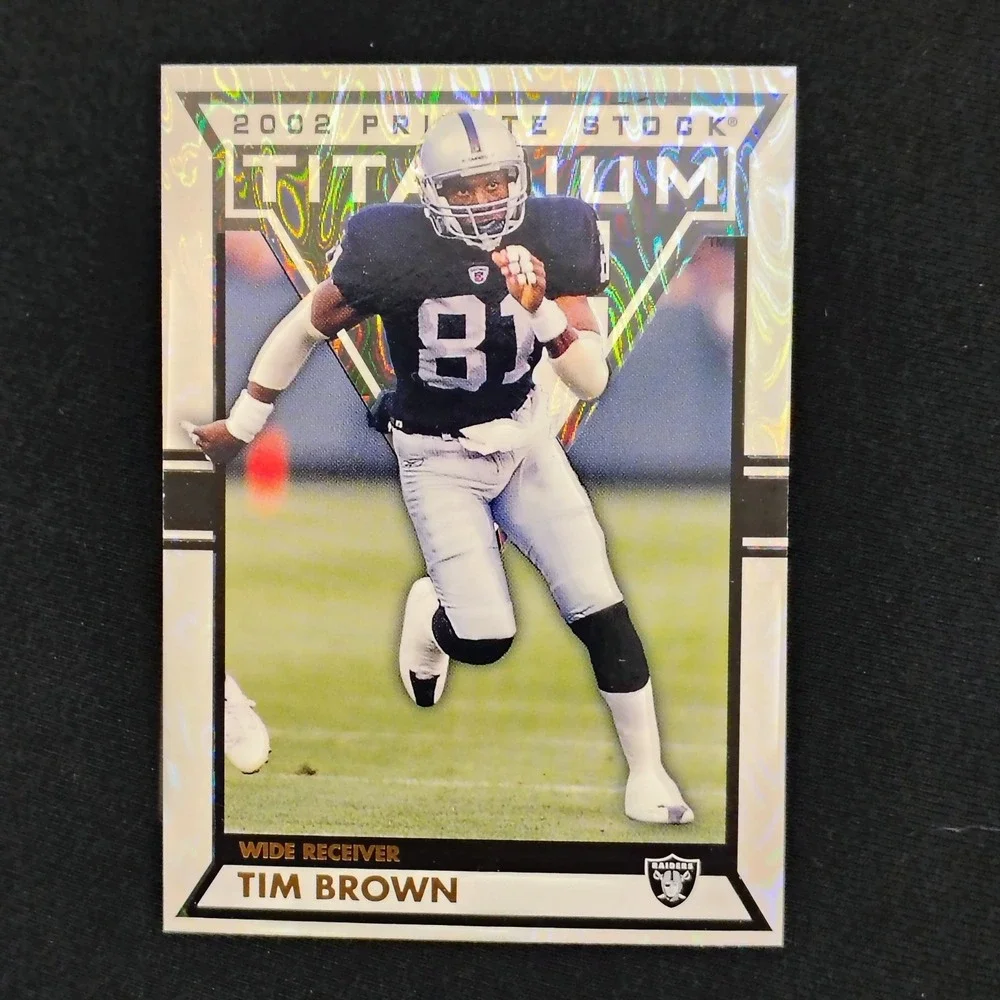 2002 Private Stock Titanium Tim Brown #70 HOF HOLO WAVE OAKLAND RAIDERS